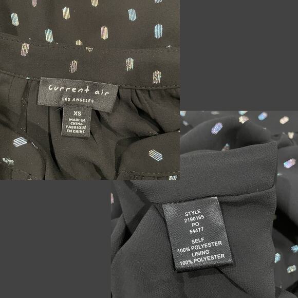 Anthropologie Current Air Black Iridescent Dot Ruffled Mini Dress Size XS - Picture 15 of 16